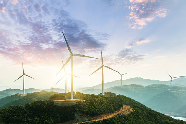 Wind Turbine sin sunset, china.